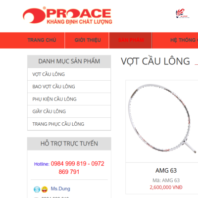 Mua vợt cầu lông tại TP.HCM (Proace) Mua vợt cầu lông tại TP.HCM (Proace)